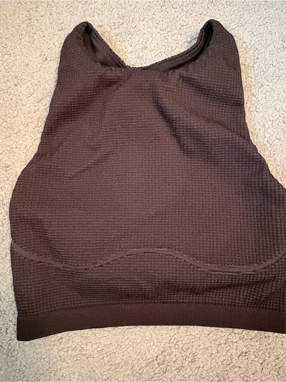 Seamless Textured Crop Tank in Dark Brown